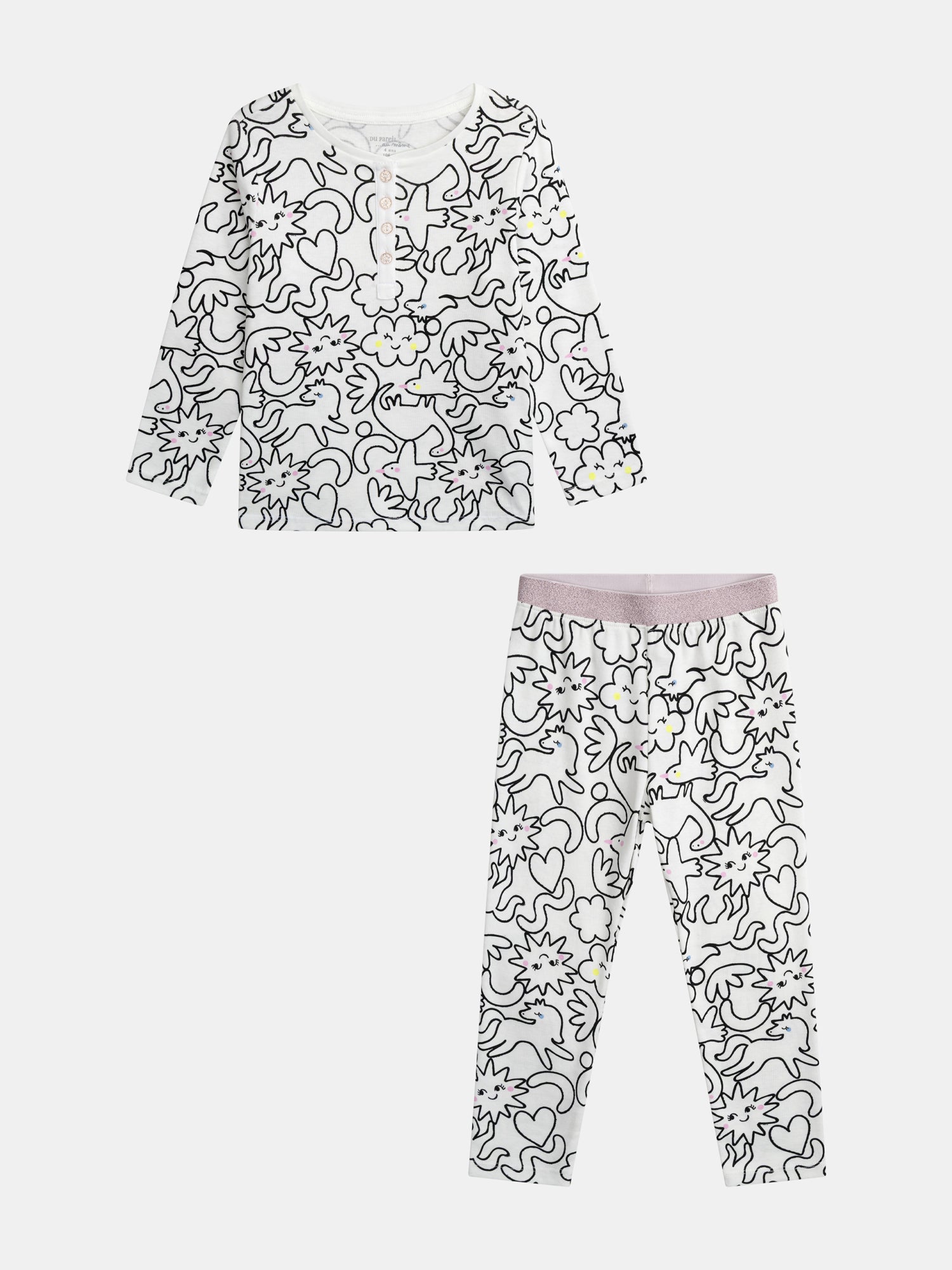 Pijama Largo para Niña Estampado Integral DREAM en Crema | Súper cómodo y bonito
